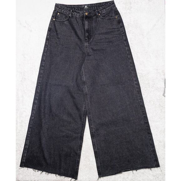 Dressed in LaLa Effortlessly Cool Wide Leg Denim Throwback Black Womens M 32x31 - Picture 2 of 14